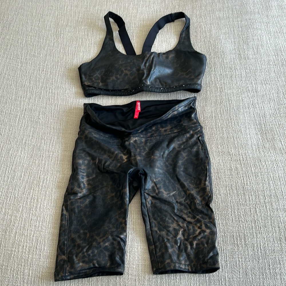 Spanx biker shorts and sports bra set